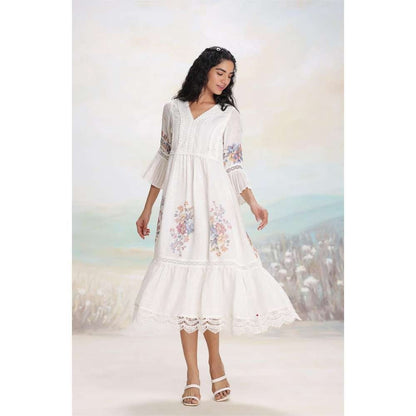 Kaveri White Vintage Rosa Messenger Dress