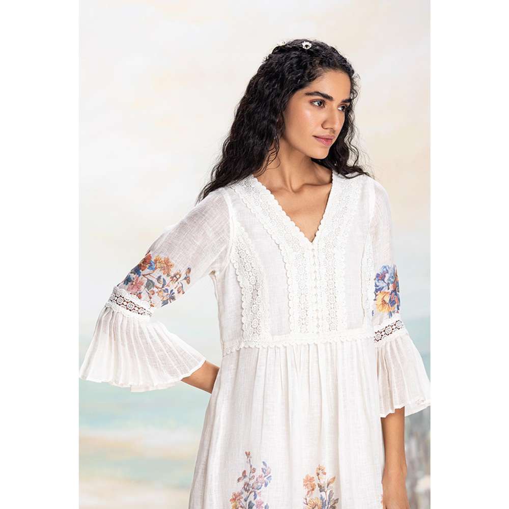 Kaveri White Vintage Rosa Messenger Dress