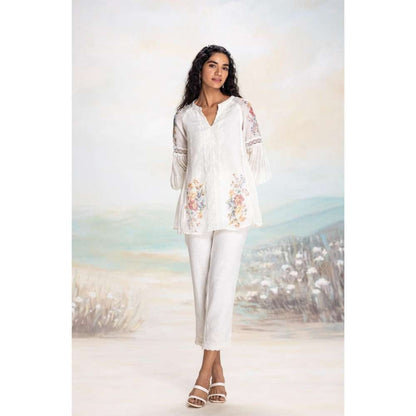 Kaveri White Vintage Rosa Wreath Co-Ord (Set of 2)