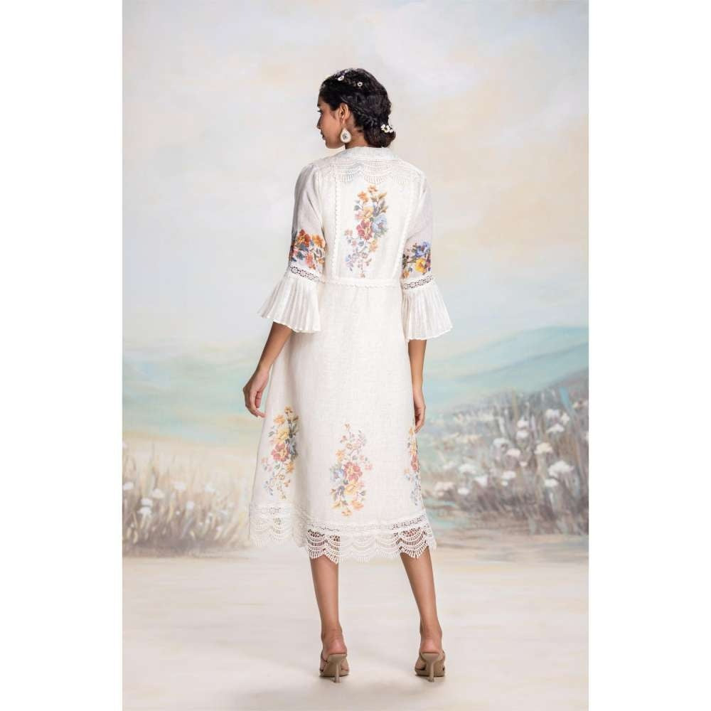 Kaveri White Vintage Rosa Tint Jacket with Dress (Set of 2)