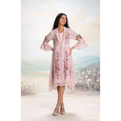 Kaveri Pink Vintage Rosa Tint Jacket with Dress (Set of 2)