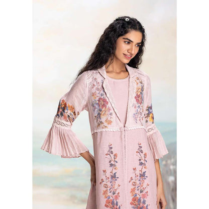 Kaveri Pink Vintage Rosa Tint Jacket with Dress (Set of 2)