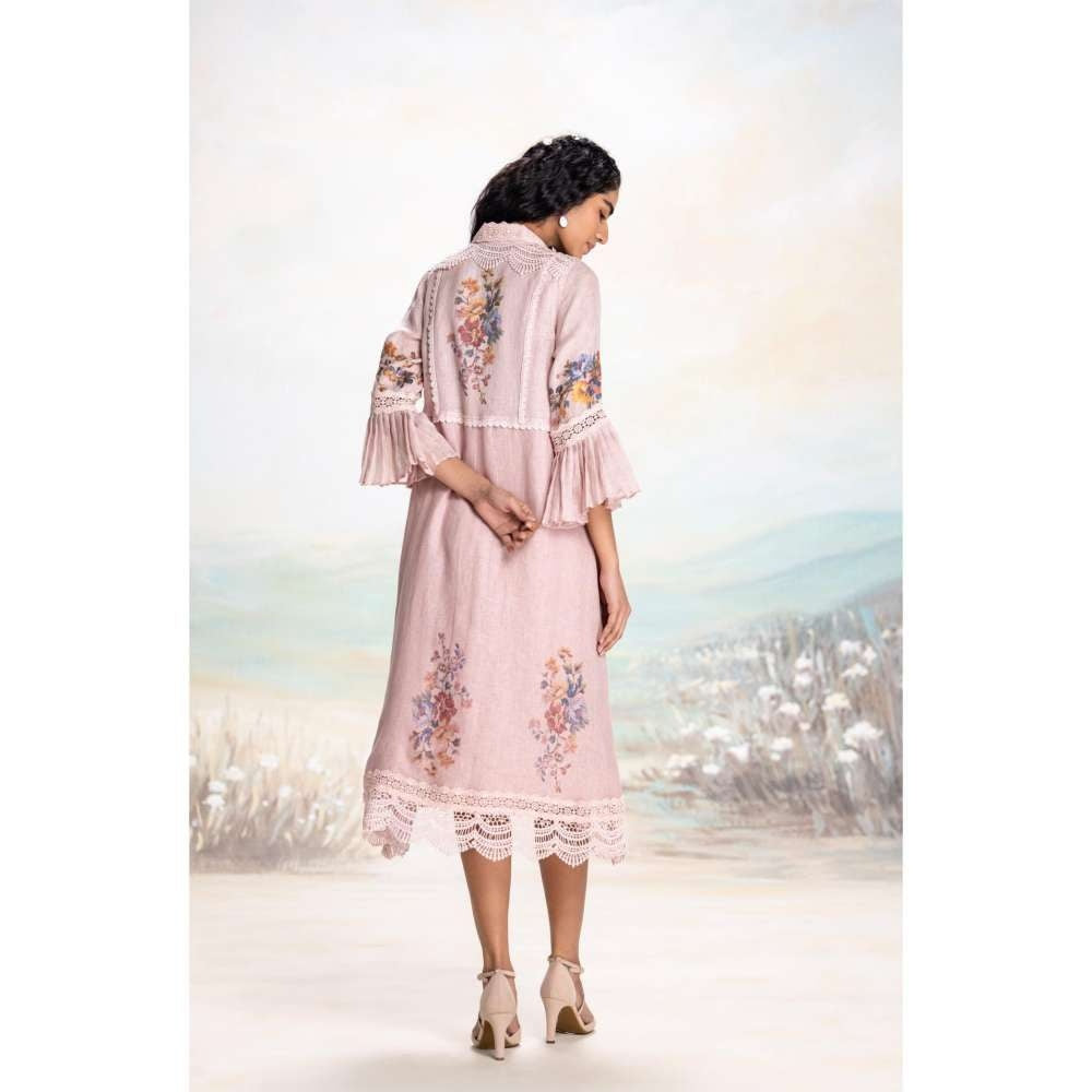 Kaveri Pink Vintage Rosa Tint Jacket with Dress (Set of 2)