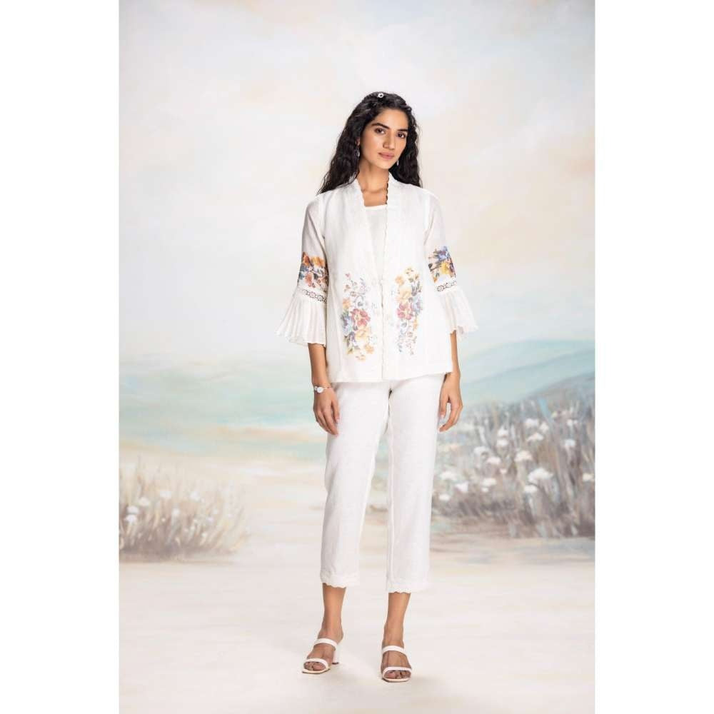 Kaveri White Vintage Rosa Tree Co-Ord (Set of 3)