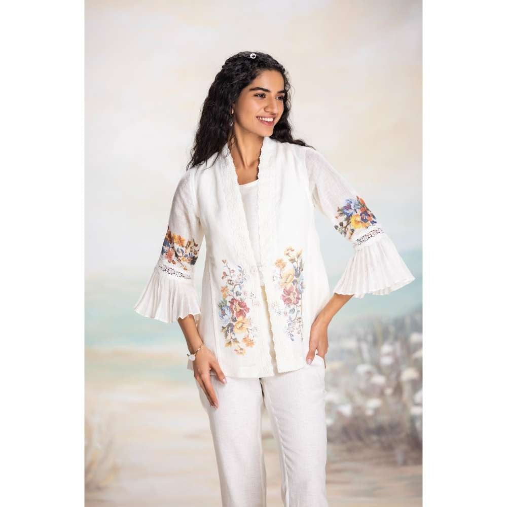 Kaveri White Vintage Rosa Tree Co-Ord (Set of 3)