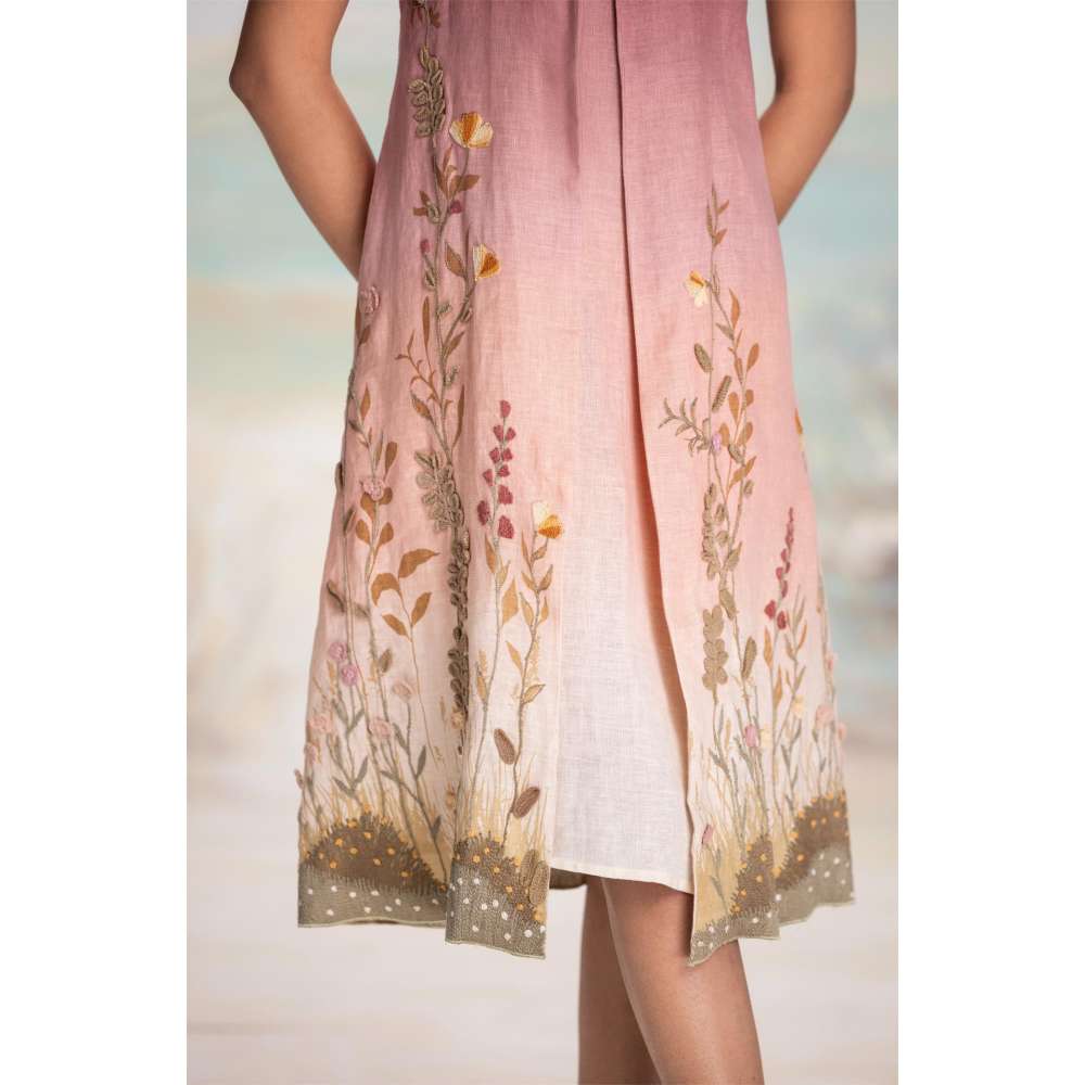 Kaveri Pink Landscape Pony Jacket with Dress (Set of 2)
