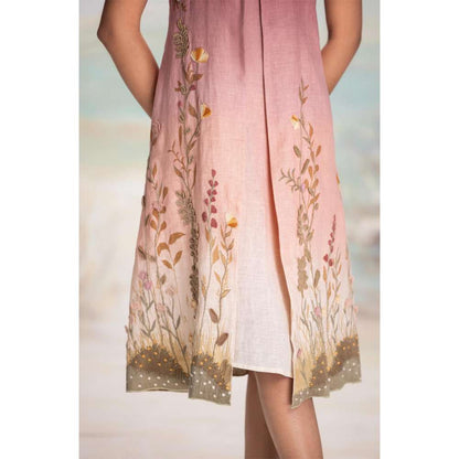 Kaveri Pink Landscape Pony Jacket with Dress (Set of 2)