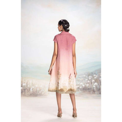 Kaveri Pink Landscape Pony Jacket with Dress (Set of 2)