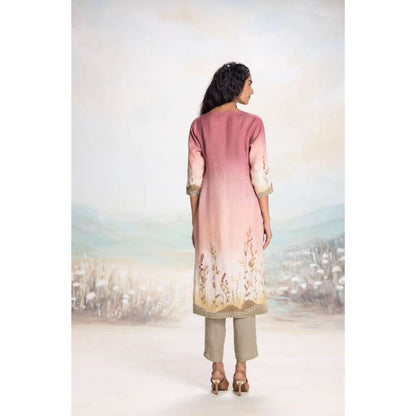 Kaveri Pink Landscape Kurta with Pant (Set of 2)
