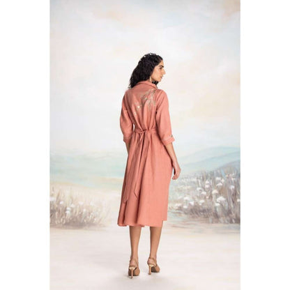 Kaveri Peach Leaf Midi Dress