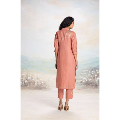 Kaveri Rust Leaf Kurta with Pant and Dupatta (Set of 3)