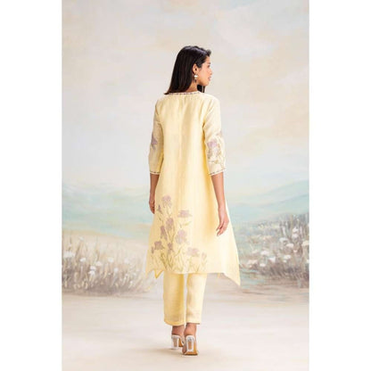 Kaveri Yellow Iris Kurta with Pant (Set of 2)