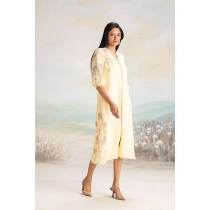 Kaveri Yellow Iris Midi Dress