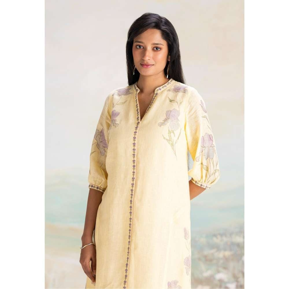 Kaveri Yellow Iris Midi Dress