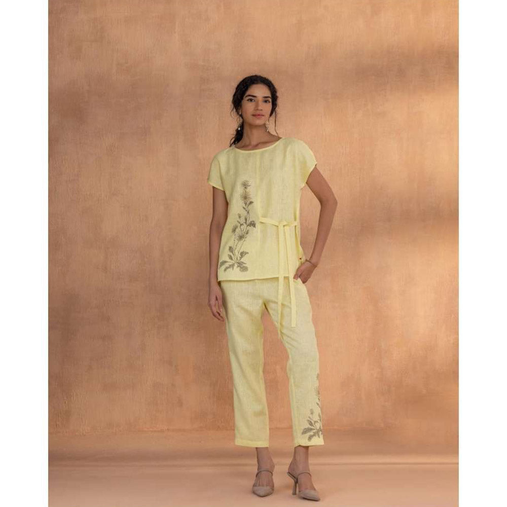 Kaveri Yellow Golden Daisy Bow Co-Ord (Set of 2)