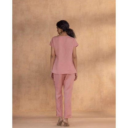 Kaveri Pink Golden Daisy Bow Co-Ord (Set of 2)