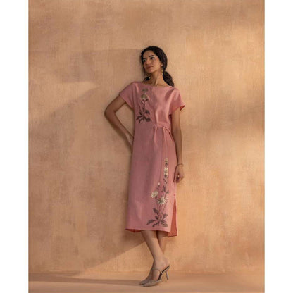 Kaveri Pink Golden Daisy Bow Dress