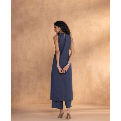 Kaveri Navy Blue Threads Slice Co-Ord (Set of 2)