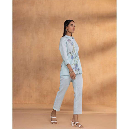 Kaveri Blue Watercolour Woods Co-Ord (Set of 2)