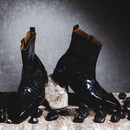 Kavith Sainaani Blue Patent Croc Boots (Pack of 2)