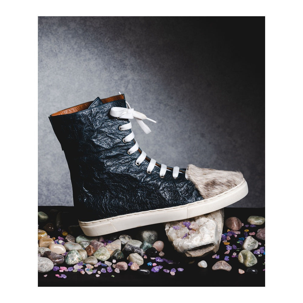 Kavith Sainaani Teal Crinkle Hair-on Sneakers (Pack of 2)