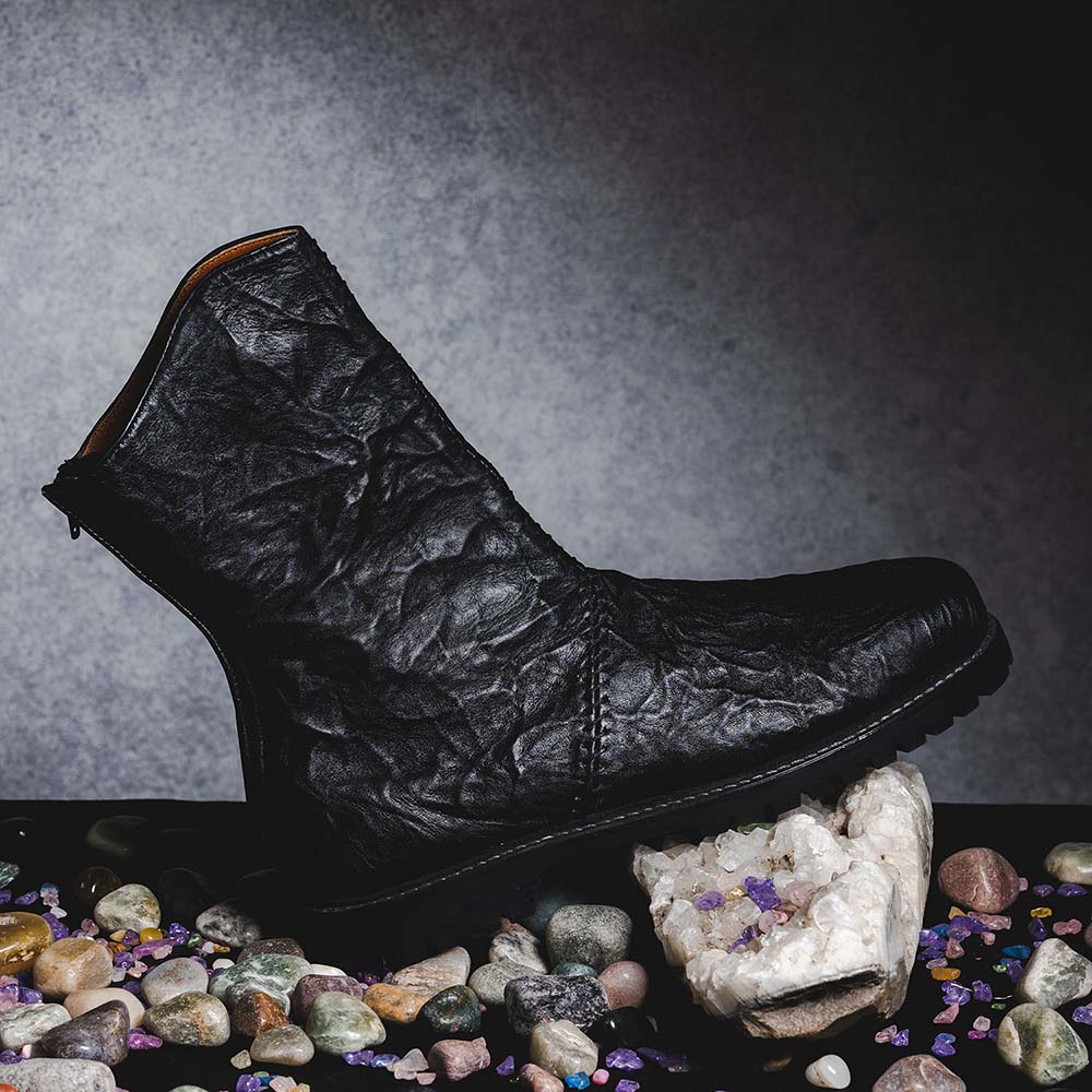 Kavith Sainaani Black Crinkle Boots (Pack of 2)