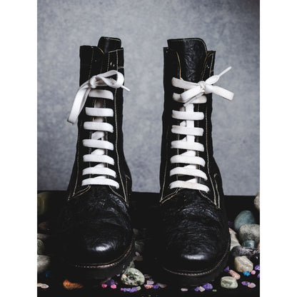 Kavith Sainaani Black Tall Crinkle Boots - White Lacing (Pack of 2)