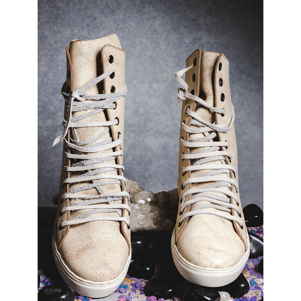 Kavith Sainaani Beige Distressed Tall Sneakers (Pack of 2)