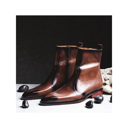 Kavith Sainaani Brown Two Tone Patent Boots (Pack of 2)