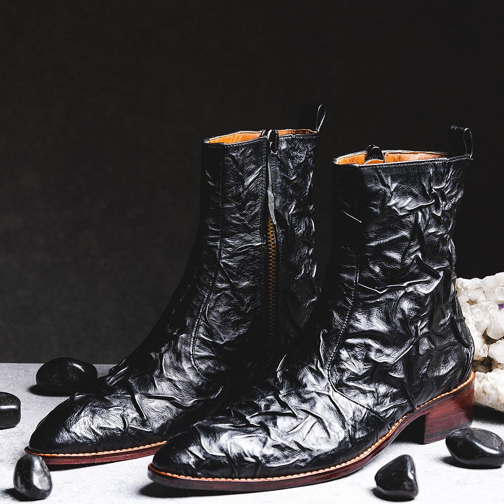 Kavith Sainaani Black Hyper Crinkle Boots (Pack of 2)