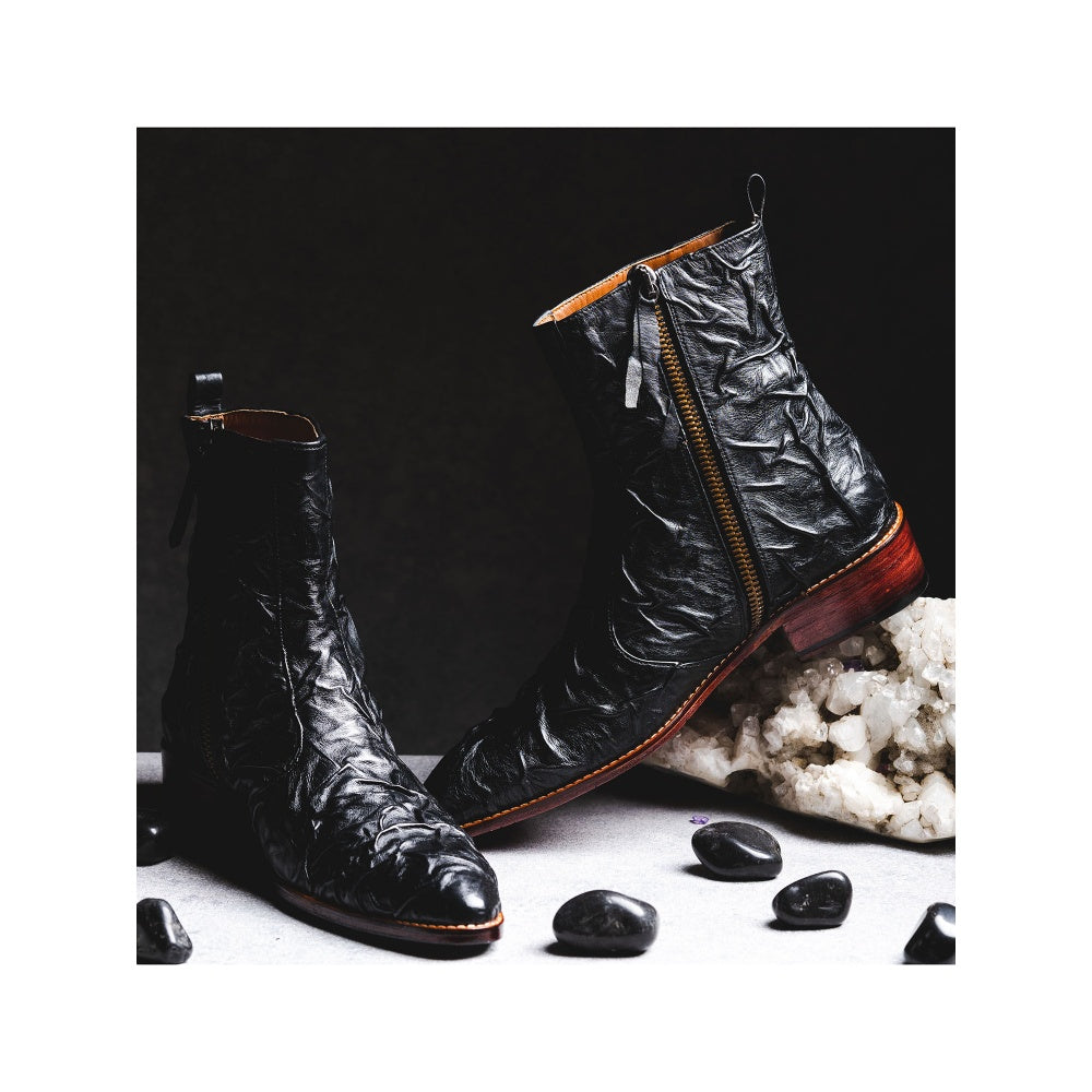 Kavith Sainaani Black Hyper Crinkle Boots (Pack of 2)