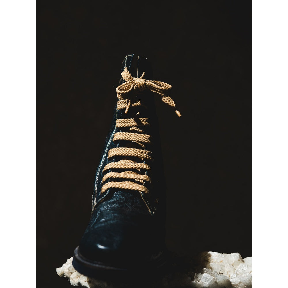 Kavith Sainaani Teal Crinkle Boots with Beige Lacing (Pack of 2)