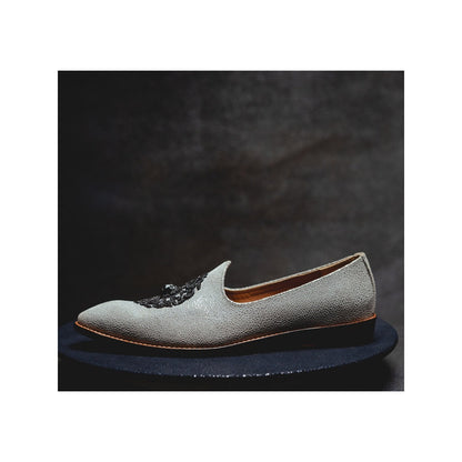 Kavith Sainaani Grey foil White Gem Jutti