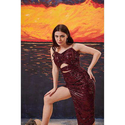 Kayjay by Kritika Jain Stargaze Maroon Mini Dress