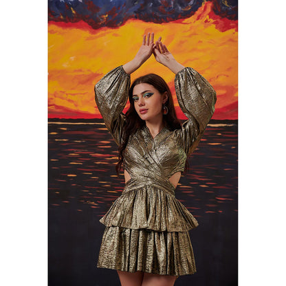 Kayjay by Kritika Jain Zeina Gold Mini Dress