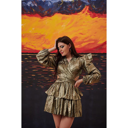 Kayjay by Kritika Jain Zeina Gold Mini Dress