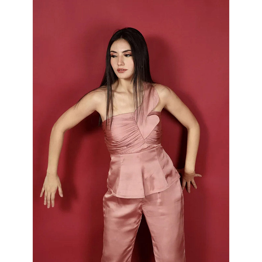 Kayjay by Kritika Jain Pink Ruched Co-Ord (Set of 2)