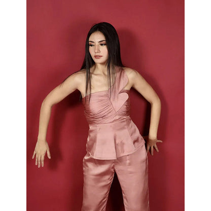 Kayjay by Kritika Jain Pink Ruched Co-Ord (Set of 2)