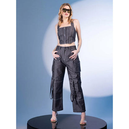 Kayjay by Kritika Jain Grey Self Design Co-Ord (Set of 2)