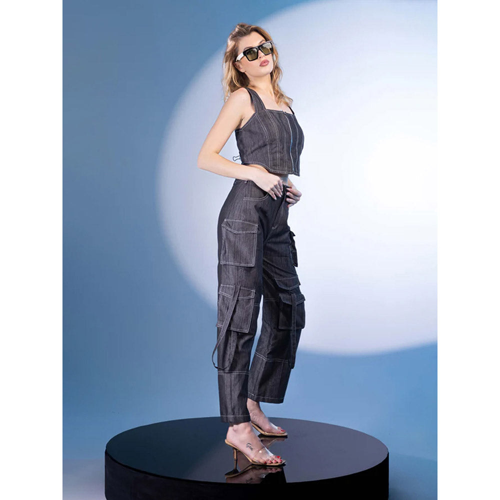 Kayjay by Kritika Jain Grey Self Design Co-Ord (Set of 2)