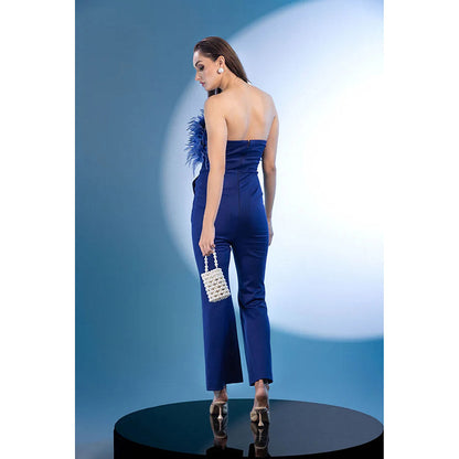 Kayjay by Kritika Jain Off Shoulder Sleeveless Ostrich Jumpsuit