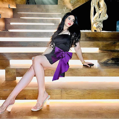 Kayjay by Kritika Jain Beguiling Purple Bow Short Dress