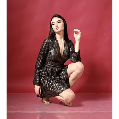 Kayjay by Kritika Jain Mocha Mania Metallic Dress