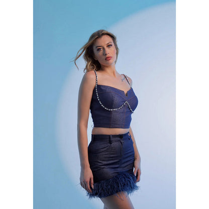 Kayjay by Kritika Jain Drop Shaded Stonework Elegance Crop Top