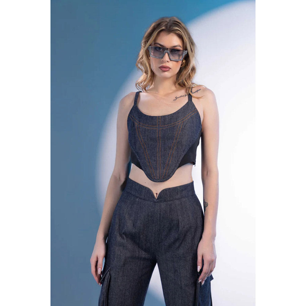 Kayjay by Kritika Jain Narrow Denim U Shape Genz Crop Top