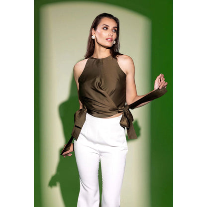 Kayjay by Kritika Jain Sleeveless Wrap Style Orla Crop Top