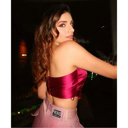 Kayjay by Kritika Jain Wine Satin Stassy Crop Top