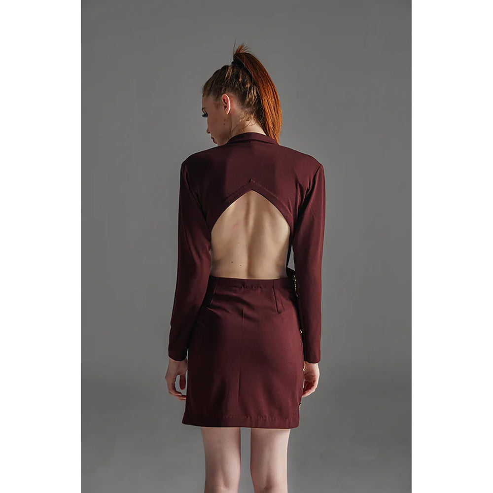 Kayjay by Kritika Jain Brown Full Sleeves V-Neck Chained Dress