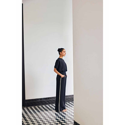 Kay Kay BY KKHUSHI SAHAII Women's Black Customisable Embellished Co-Ord (Set of 2)