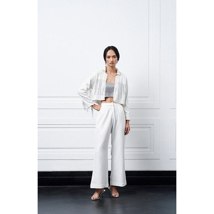 Kay Kay BY KKHUSHI SAHAII Tora White Embellished Jacket with Bralette and Pant (Set of 3)